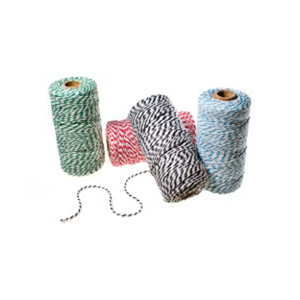 Cotton twine in red, blue, green and black